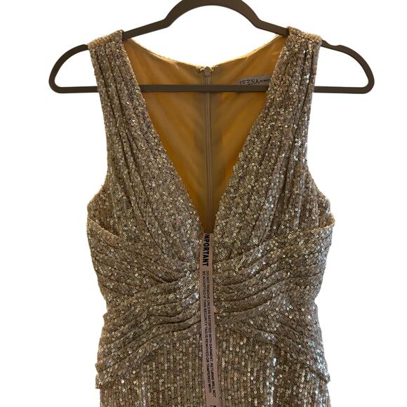 Mac Duggal Sequin Dress Floor Length Gown Champagne Nude Beige Size 2 NWT - Picture 5 of 9